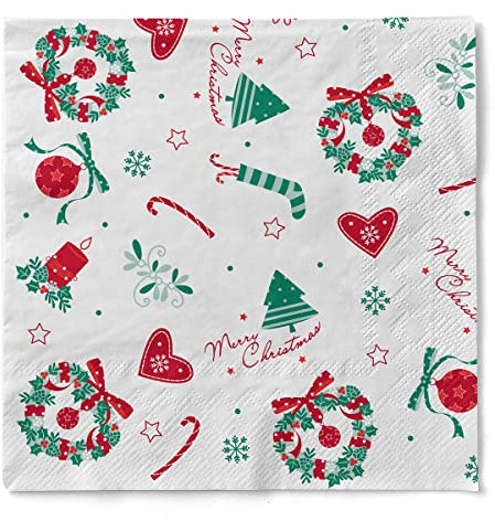 Sovie HOME Serviette Dream aus 3-lagigem Tissue, Weihnachtsserviette mit Kerzen Tannenbaum festlich, ideal für Advents- & Weihnachtsfeiern, 33 x 33 cm, 20 Stück