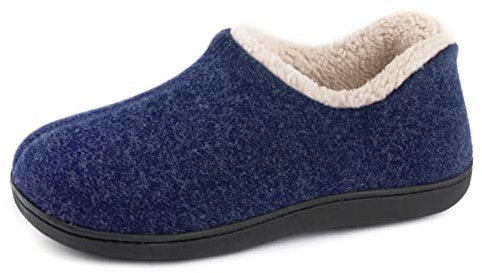 ULTRAIDEAS morbide Pantofole da Donna in Memory Foam con Retro Chiuso con Calda Fodera in Pile, Scarpe da casa in Cotone Misto Lana con Suola in Gomma Antiscivolo per Interni all'aperto, blu, 39EU