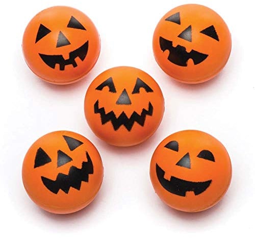 Baker Ross Pumpkin High Bouncy Balls (Pack of 8) for Kids Halloween Party Bags Fillers, Bouncy Balls