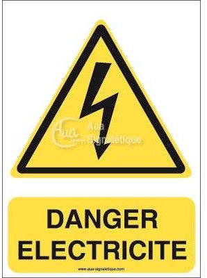 AUA SIGNALETIQUE - Autocollant ISO 7010 Danger, Electricité W012-AI - 75x105 mm, Vinyl adhésif