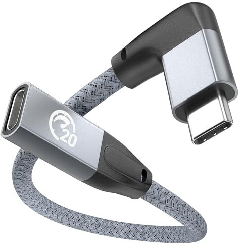 UseBean Cable de extensión USB C de ángulo Recto de 0.2M, 90 Grados Gen 2 20 Gbps USB-C 3.2 Macho a Hembra, Extensor Tipo C en Forma de L,para MacBook Pro/Air, iPad Pro, Nintendo Switch, Steam Deck