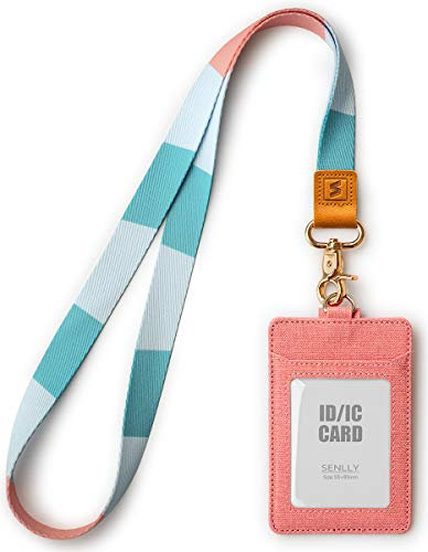 SENLLY Ausweishalter mit Süß Schlüsselband, Vertikale Ausweishülle, ID Kartenhalter Card Badge Holder mit Doppelseitige Kartenfächer