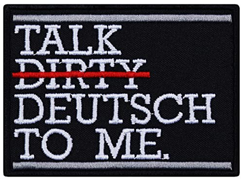 Aufnäher: Talk Deutsch to me Patriot Aufbügler Biker Patch Bügelbilder Rocker Sticker Flagge zum aufnähen Deutschland Fanartikel Geschenk Applikation für Jacken/Kutten/Jeans/Taschen 80x60mm
