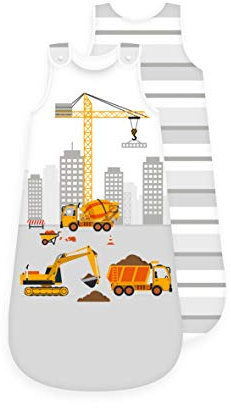 Arle-Living Baby Kinder Schlafsack Baustelle - ganzjährig - umlaufender Reißverschluss (110 cm)