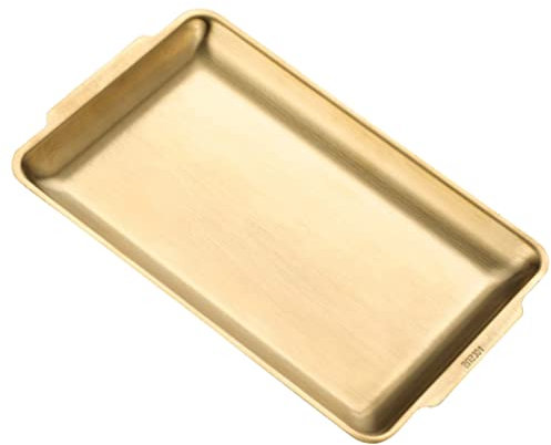 Cabilock Edelstahl Servierplatte Backblech Rechteckig Flache Teller Golden 22X14CM Sushi Teller Lebensmittel Obst Grill Platte Tablett zu Backen Servieren Küche Restaurant Zuhause Party