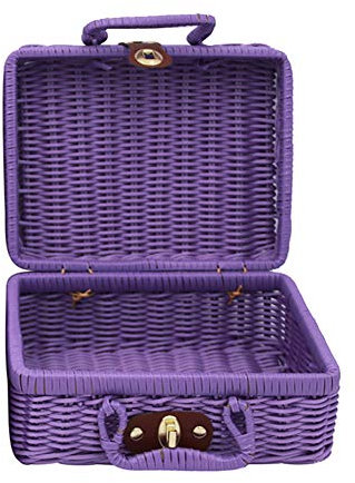 Livecitys - Scatola organizer vintage in rattan intrecciato, per trucchi, valigie, oggetti e oggetti, colore: viola