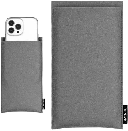 SimonPike Handyhülle passend für Apple iPhone 17/17e | 16/16e | 15 (Gr. H) | Boston elefantengrau Filztasche aus Wollfilz Handy/Smartphone Tasche