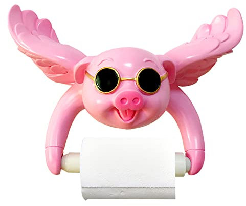 KDXYSL Toilettenpapierhalter, Wandhalterung Für Badezimmergewebe Mit Aufbewahrungsregal, Ohne Bohren Harz Schwein Wc Papierhalter Klorollenhalter, Pink