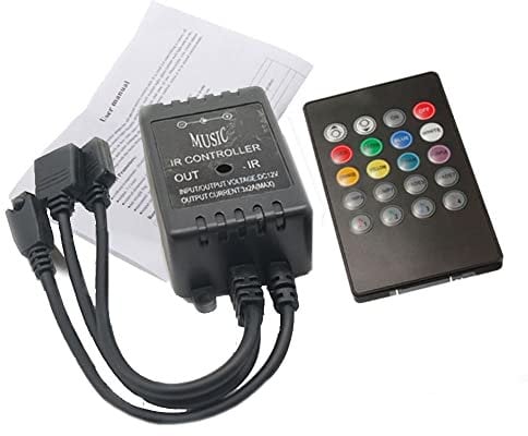 Infrarot-Musik-Controller, 20 Tasten, IR-Fernbedienung, Sound-Sensor-Controller für 5050, 3528, 5630, RGB-LED-Streifen, flexibel (Dual-Ausgang)