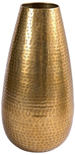 Elegante Vase Orient 49cm Gold im Grid Hammerschlag Design