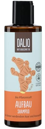 DALIO Aufbau Shampoo – milde Reinigung für dünner werdendes Haar, stimuliert, unterstützt das Haarwachstum, mit Bio Ingwer, Bio Coffein und Reisprotein, zertifizierte vegane Naturkosmetik, 200 ml