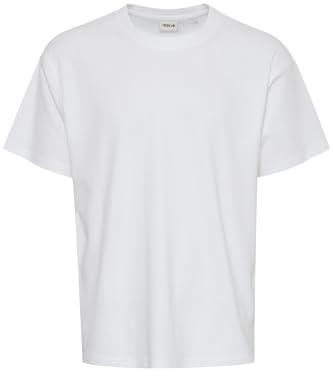 !Solid SDDanton Herren T-Shirt Kurzarm Shirt Basic Hochwertige Baumwoll-Qualität Rundhalsausschnitt Überschnittene Schultern Oversize Fit, Größe:XL, Farbe:White (110601)