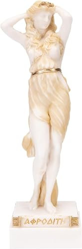 Griechische Göttin Aphrodite Venus Geburt der sexy nackten Alabaster-Statue, goldfarben, 24 cm