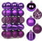 30 pcs Christmas Baubles Xmas Ball Ornaments with Strings, 60mm/2.4 Purple Shatterproof Plastic Hanging Decorations, Christmas Tree Pendants for Home Party Wedding Holiday