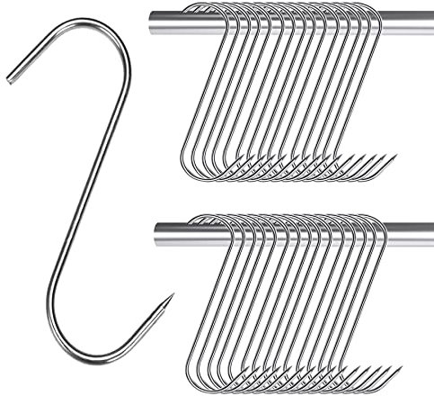 DINGFENG Gancio per Macellaio, 30 Pezzi Gancio a S in Acciaio Inox, Ganci per Carne,Gancio a Forma di S per Macellaio,Cucina, Affumicatura, Lavorazione della Carne (15cm)
