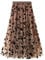 Tüllrock Damen Lang Rock Elegant Vintage Blume Stickerei Elastisch High Waist A Linie Swing Midi Sommer Faltenrock Plisseerock Winterrock Maxirock Frauen Festlich Fee Tutu Röcke Khaki L
