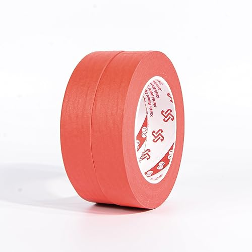 SEIWEI Kreppband Malerkrepp 2 Stück 50 m Farbiges Abdeckband Abklebeband Klebeband Dekobänder für Kunst, Handwerk, Malerarbeiten, Renovieren und Dekoration [Rot, 10mm]