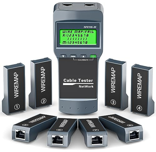 RJ45 Network Cable Tester, VXSCAN 8 Remote Units Network LAN Length Ethernet Cable Tester Kits for Cat5/CAT5e/CAT6/CAT6e - Locate The Breakage Point Length Measurement & Continuity Checking