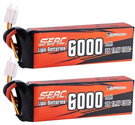 SUNPADOW Lot de 2 batteries 3S Deans T Plug Lipo 11,1 V 130 C 6000 mAh pour avion radiocommandé, quadricoptère, hélicoptère, drone FPV, modèle Racing Hobby