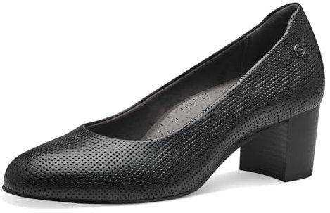 Tamaris COMFORT Damen Pumps aus Leder mit Blockabsatz, Schwarz (Black), 39 EU
