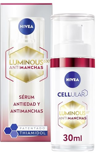 NIVEA Luminous 630 Sérum facial 2 en 1 antimanchas y antiedad, 30 ml | Sérum facial que rellena las arrugas con ácido hialurónico y thiamidol, potenciador de colágeno, para todo tipo de pieles