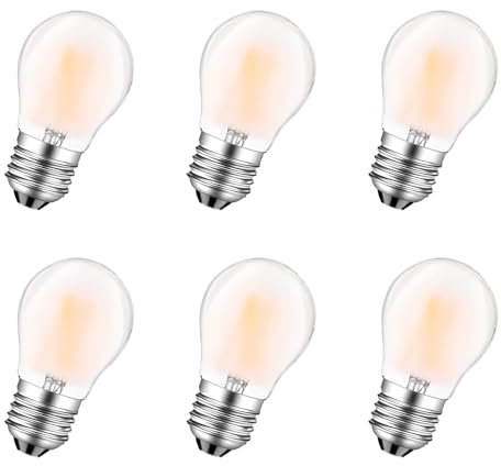 MZYOYO E27 Dimmbar LED Glühbirne,4W E27 Vintage Filament Lampe,G45 2700K Warmweiß Birne,ersetzt 35W,E27 LED Leuchtmittel,Dimmbar,Matt,6 Stück