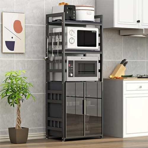 Armadio Da Cucina Credenza Cucina con Ripiani Regolabili,Scaffale Da Cucina,Scaffale Da Panetteria,Supporto per Forno A Microonde con Porta In Vetro, per Sala Da Pranzo, Soggiorno E Studio ( Color : B
