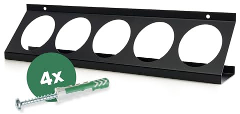 GARTHEIN - Spraydosenhalter für 5 Dosen - Metall Wandhalterung für Werkstatt - Schwarz Rostfrei - Spraydosenregal - Werkzeughalter - Dosenhalter für Spraydosen, Sprühlack inkl. Befestigungsmaterial