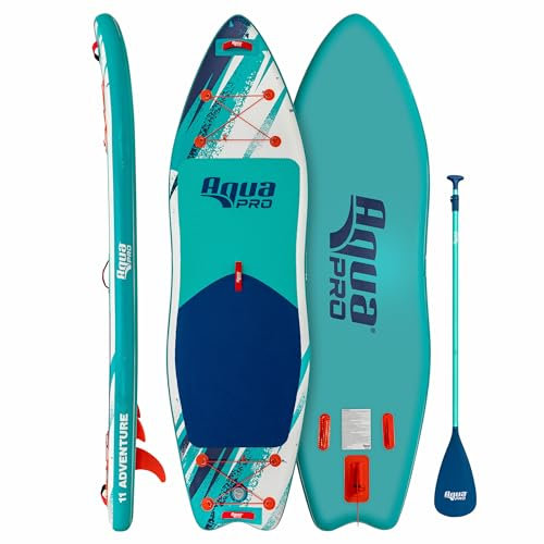 Aqua PRO Halcyon Adventure 11' Aufblasbares Stand-Up Paddleboard iSUP, gewelltes, breites stabiles Design mit rutschfestem Eva-Deck, inklusive Paddel, Knöchelleine, Pumpe und