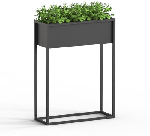 delemopure Blumentopfständer mit Übertopf, Metall Blumentopf schwarz mit Gestell Pflanzen Ständer eckig mit Übertopf - Innen Deko Blumenhocker Pflanzenständer Blumentopfhalter mit Topf