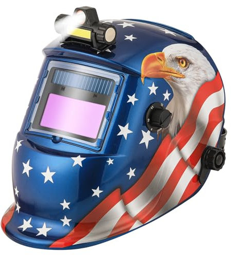 WALKEREN Schweißhelm mit automatischer Verdunkelung, solarbetrieben, einstellbarer Schattierungsbereich 4/9-13, für Mig Tig Lichtbogenschweißmasken (Blauer Adler II)