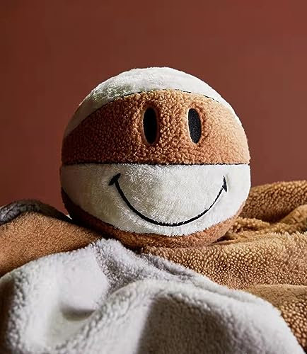 Smileys Basketball Kissen,Basketball-Plüschkissen,30 cm Plüsch Stuhlkissen Ball Fußball Geformte Flauschigen Gefüllte Plüsch Weiche Sport-Geschenk für Heimdekoration (E)