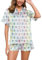 ERGRFHNL Summer Pajamas for Girls, Roller Dupes Rabbit Preppy, 2 Piece Button Down Monkey Bunny Shorts Set (Purple,XL)