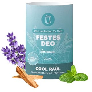 Duschbrocken Festes Deo Cool Raúl - Deo-Stick mit 24h Schutz - Herb-frischer Duft - Deodorant ohne Aluminium - Natürlich, Vegan & Plastikfrei - 50g