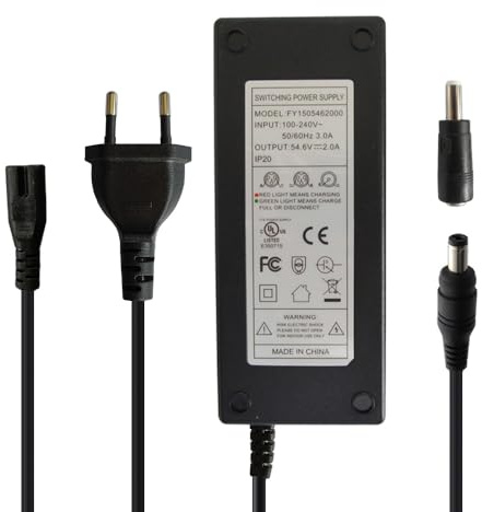 54.6V 2A Netzteil Adapter Ladegerät für 48V Lithium-Ionen-Akku mit DC 5.5x2.1mm/5.5x2.5mm Anschluss