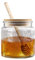 ANSQU Honigtopf, luftdichtes Glas-Honigglas mit Bambusdeckel und Löffelstab, Honigbehälter zur Aufbewahrung von Honig, Marmeladenglas für Zuhause, Küche, 480 ml (Sonnenblume, 1 Stück)