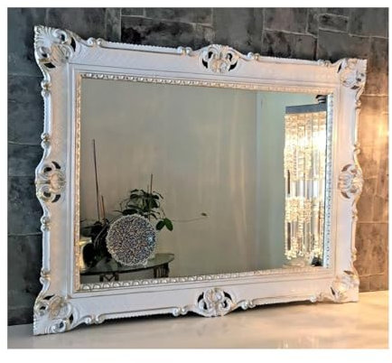 Generisch BILDERRAHMEN Barock 50x70 cm Prunk Rahmen Antik Fotorahmen 70x90 cm Gemälde Rahmen hochzeitsrahmen Werbetafel (Weiß/Silber)