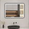 Biubiubath LED Badspiegel 80x60cm Touch/Wandschalter Beschlagfrei 3 Lichtfarbe 3000K-6000K+Dimmbar Badezimmerspiegel mit Schwarz Rahmen Wandspiegel IP44