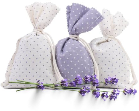 liebling 3er Set Lavendelsäckchen, Duftbeutel mit Lavendel, Kisseninhalt: 15g je Säckchen, 10 x 15 cm, Farbe: Violett/Weiß