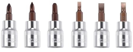 TOP-VIGOR Kreuzschlitz-Bit-Stecknuss, 3/8-Zoll-Antrieb x PH1-PH3, FD4-FD6.5 Schlüsselnuss, Premium-S2-Stahl-Bits, 48 mm Länge Bit mit Sechskantschaft, Bohrmaschinen-Adapter (nur für Handgebrauch), 6