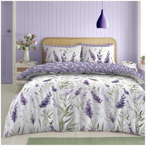 GC GAVENO CAVAILIA Purple Duvet Cover Lavender Floral Bedding Set, Luxury Soft Reversible Spring Blossom King Size Quilt Cover Bed Set With Matching Pillowcases, Multi