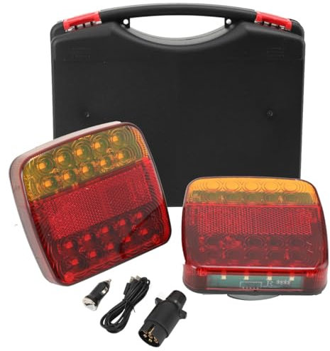 CDZHLTG Magnetische Kabellos LED Rückleuchten Anhänger 12/24 V, Magnetische kabellose LED-Anhänger-Rückleuchten-Set, Wasserdicht Funk Rücklichter für Anhänger,Traktor, LKW, Wohnwagen