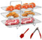 3 Layer Air Fryer Rack, Stainless Steel Square Air Fryer Shelf Cooking Rack Dual Drawer Air Fryer Accessories for Meats, Vegetables, Dehydrated Fruits and More - Equipped with Silicone Clip and Brush