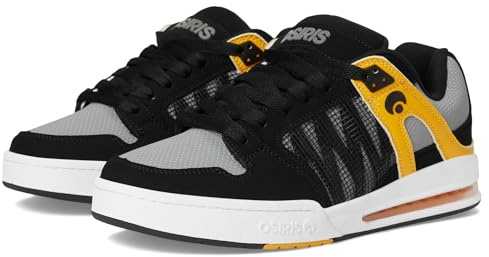 Osiris Men's Pixel Skate Shoe, Black/Charcoal/Yellow, 10.5 UK