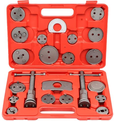 DASBSTE 23-TLG. Universal Bremskolbenrücksteller Satz - Profi Bremskolben Rückstellwerkzeug Bremssattel Kolben Rückstellwerkzeug – KFZ Bremssattelrückstellwerkzeug mit Links- & Rechtsgewinde (Rot)