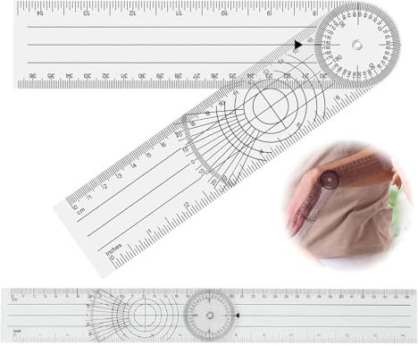 2 Stück Winkelmesser,Goniometer Physiotherapie,Winkelmesser Physiotherapie,Pvc Medizinischer Winkelmesser 360°Transparenter Gelenkmesser 36cm,Winkellineal Für Physiotherapie, Sporttherapie
