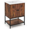 COSTWAY Waschbecken mit Unterschrank, Waschbeckenunterschrank mit 2 Türen und offenem Fach, waschtischunterschrank Holz, 61 x 46,5 x 87cm, Vintage braun