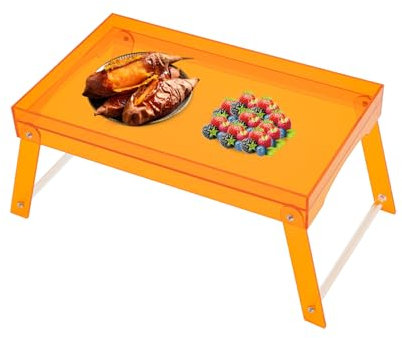 Acrylic Breakfast in Bed Tray for Eating, Lap Desk Bed Tray with Folding Legs for Bed, Multipurpose Breakfast Tray Monitor Stand for Couch & Bed