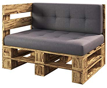 Lermowood Palettenmöbel Mp Eckbank 120 x 80 x 40 cm Geflammt | Europaletten Indoor und Outdoor Lounge Gartenmöbel Holz Gartenmöbel Set Lounge Möbel Terrasse Balkon Loft Stil Paletten