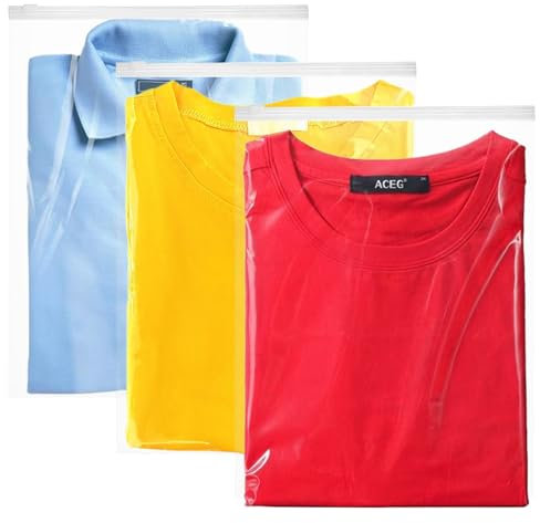 50 Pcs Zip Lock Bags, Reusable Travel Clothes Storage Bags 40 x 30cm Plastic Hospital Bags, Waterproof Luggage Organiser Zip Lock Seal Bag for Shoes, T-Shirt, Cosmetics（Without Hole） (Transparent)